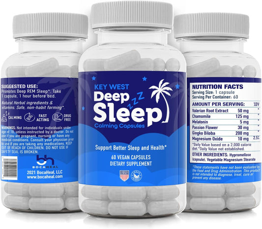 BocaHeal Key West Deep Sleep Capsules - 60 Count Bottle for Restful Sleep