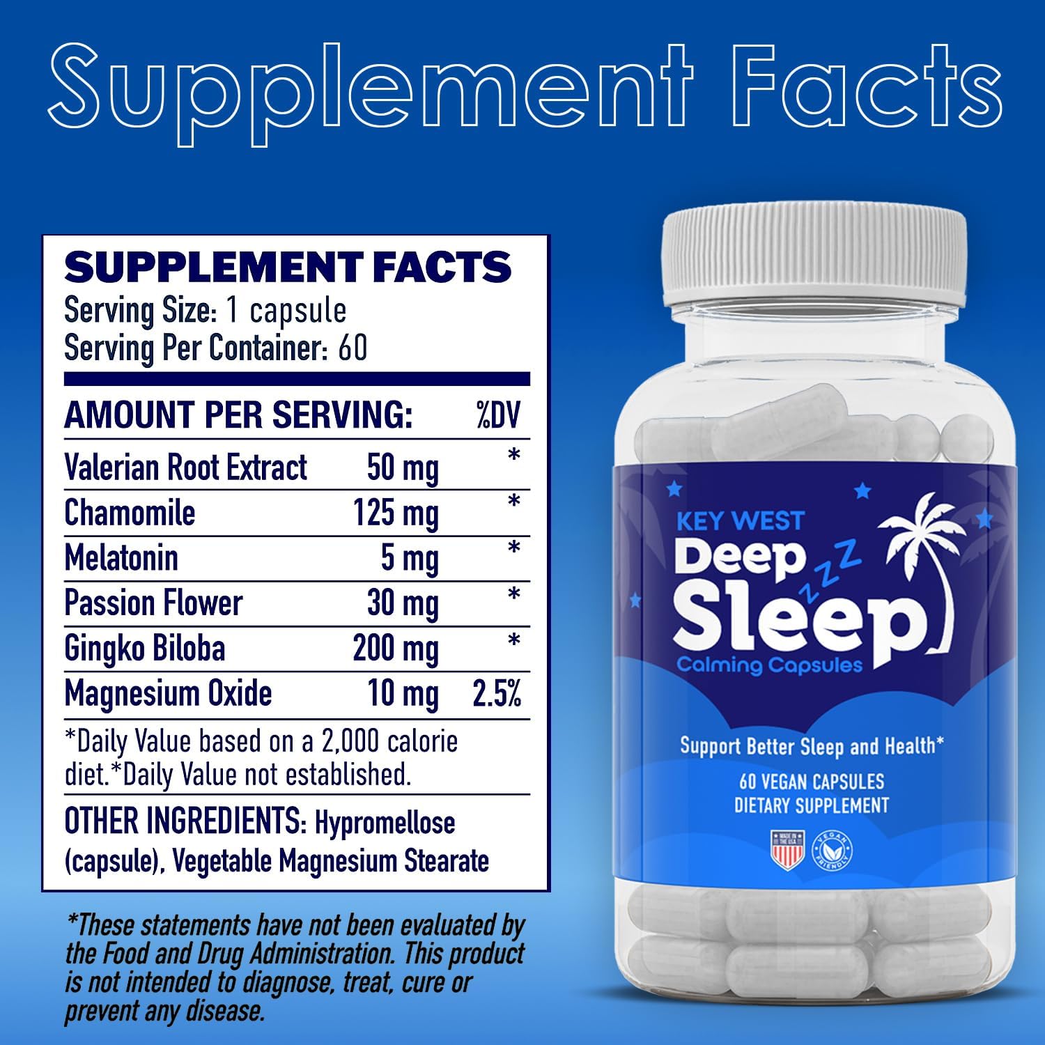 BocaHeal Key West Deep Sleep Capsules - 60 Count Bottle for Restful Sleep