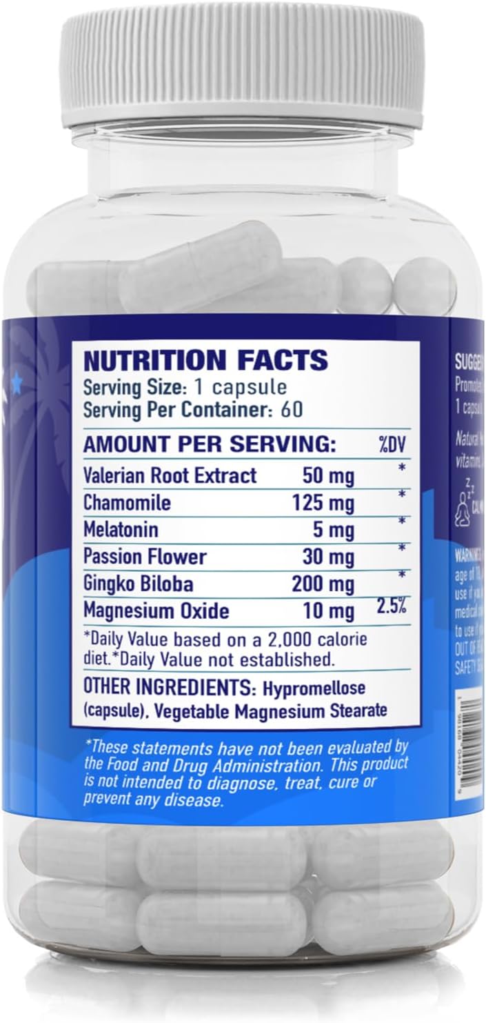 BocaHeal Key West Deep Sleep Capsules - 60 Count Bottle for Restful Sleep