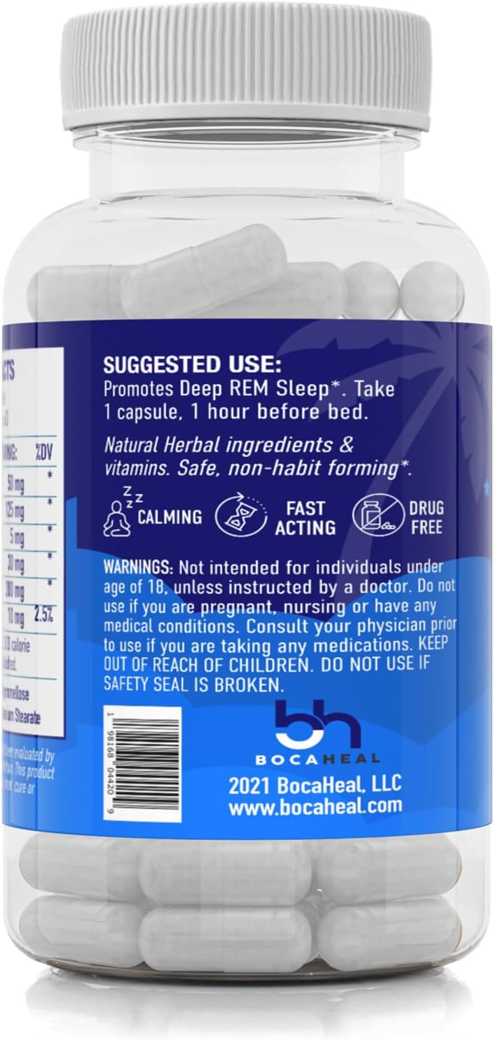 BocaHeal Key West Deep Sleep Capsules - 60 Count Bottle for Restful Sleep