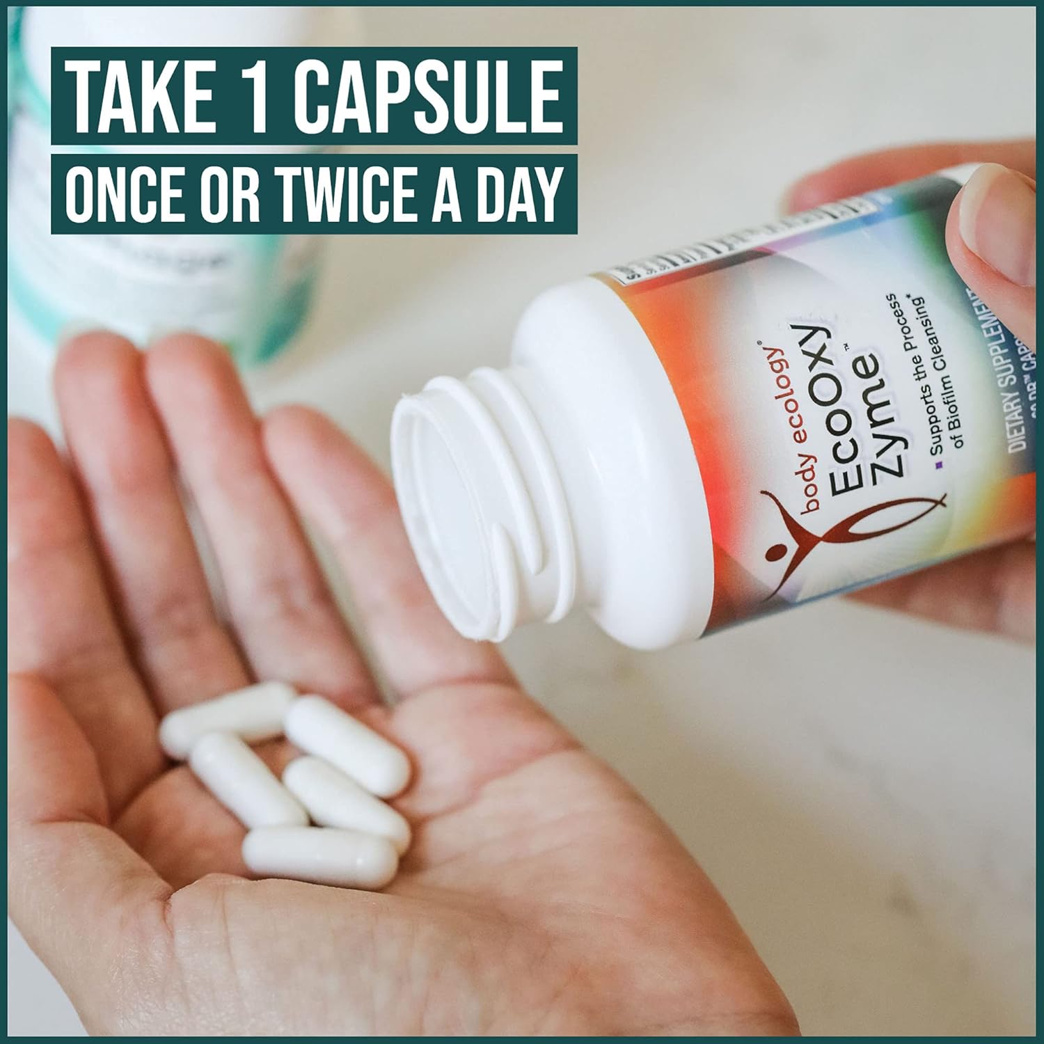 Body Ecology EcoOxyZyme Capsules - Multi-Enzyme Digestive Supplement for Immune System and Gut Health - Biofilm Disruptor - 60 count.