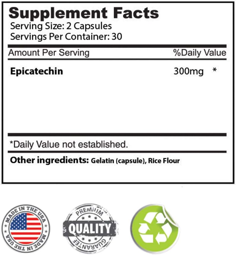 Body Essentials Epicatechin Supplement - 60 Capsules, 300mg - Boost Muscle Growth, Protein Synthesis, Lean Muscle, Strength, Fat Loss