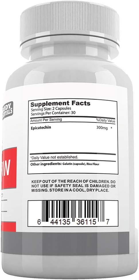 Body Essentials Epicatechin Supplement - 60 Capsules, 300mg - Boost Muscle Growth, Protein Synthesis, Lean Muscle, Strength, Fat Loss
