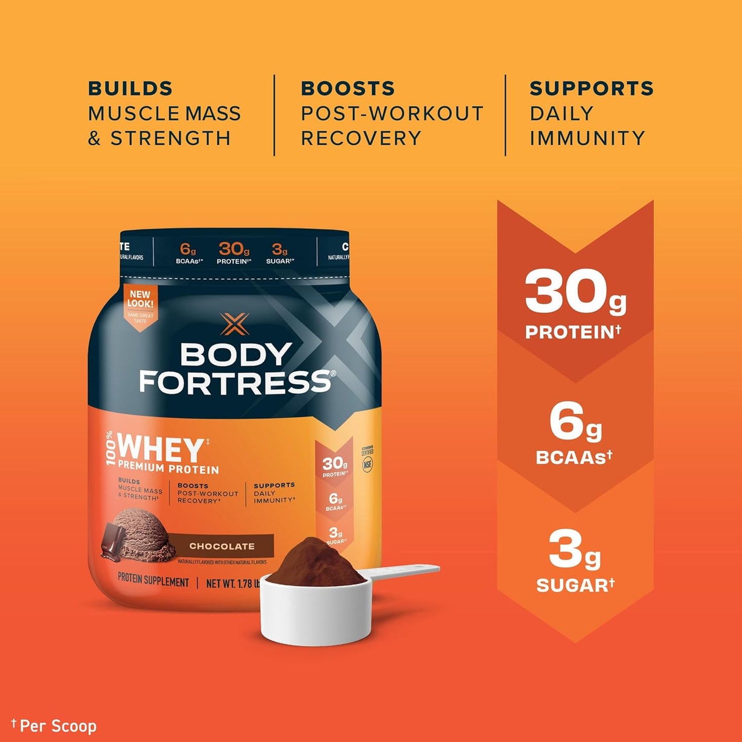 Body Fortress 100% Whey Protein Powder Bundle - Vanilla and Chocolate Flavors, 1.74lbs and 1.78lbs