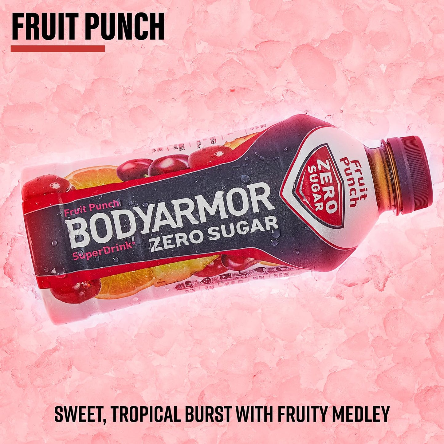 BODYARMOR ZERO Sugar Fruit Punch Sports Drink - Sugar-Free, Low-Calorie Hydration with Natural Flavors - Electrolytes, Antioxidants, B-vitamins - 28 fl oz (Pack of 12)