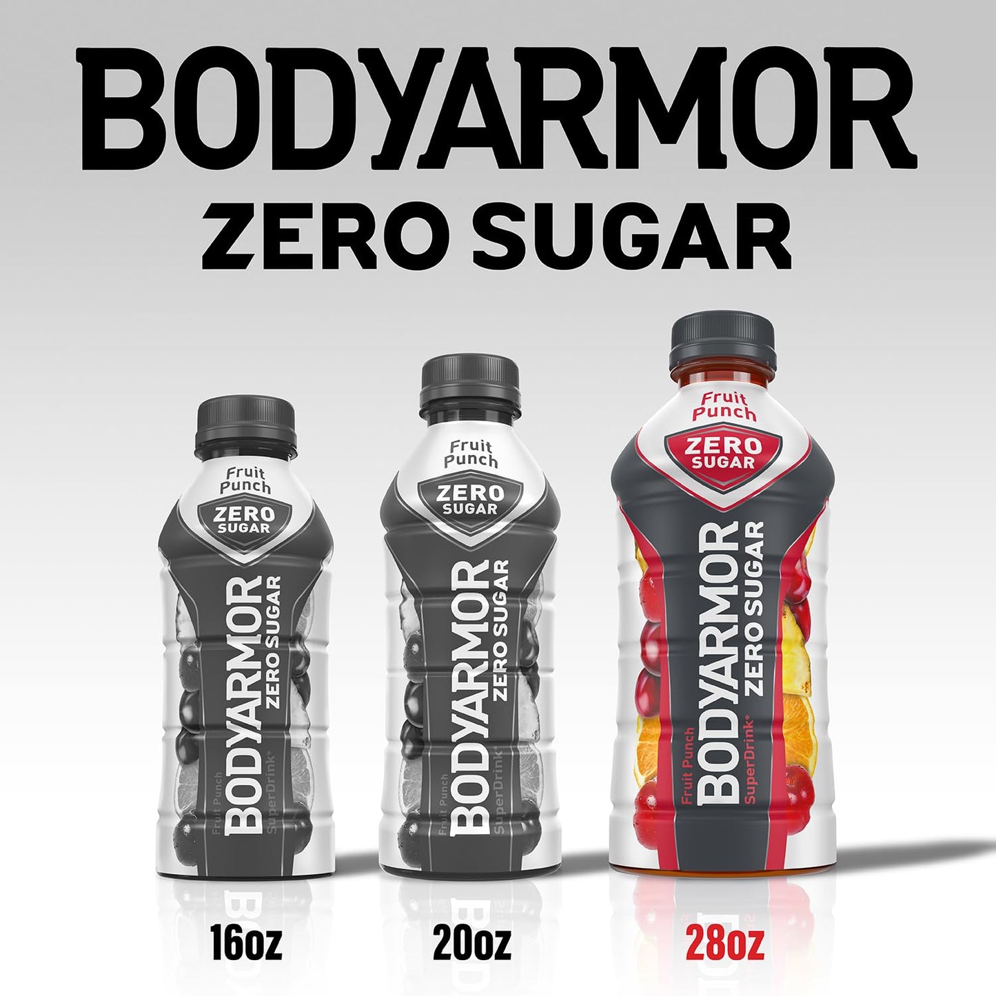 BODYARMOR ZERO Sugar Fruit Punch Sports Drink - Sugar-Free, Low-Calorie Hydration with Natural Flavors - Electrolytes, Antioxidants, B-vitamins - 28 fl oz (Pack of 12)