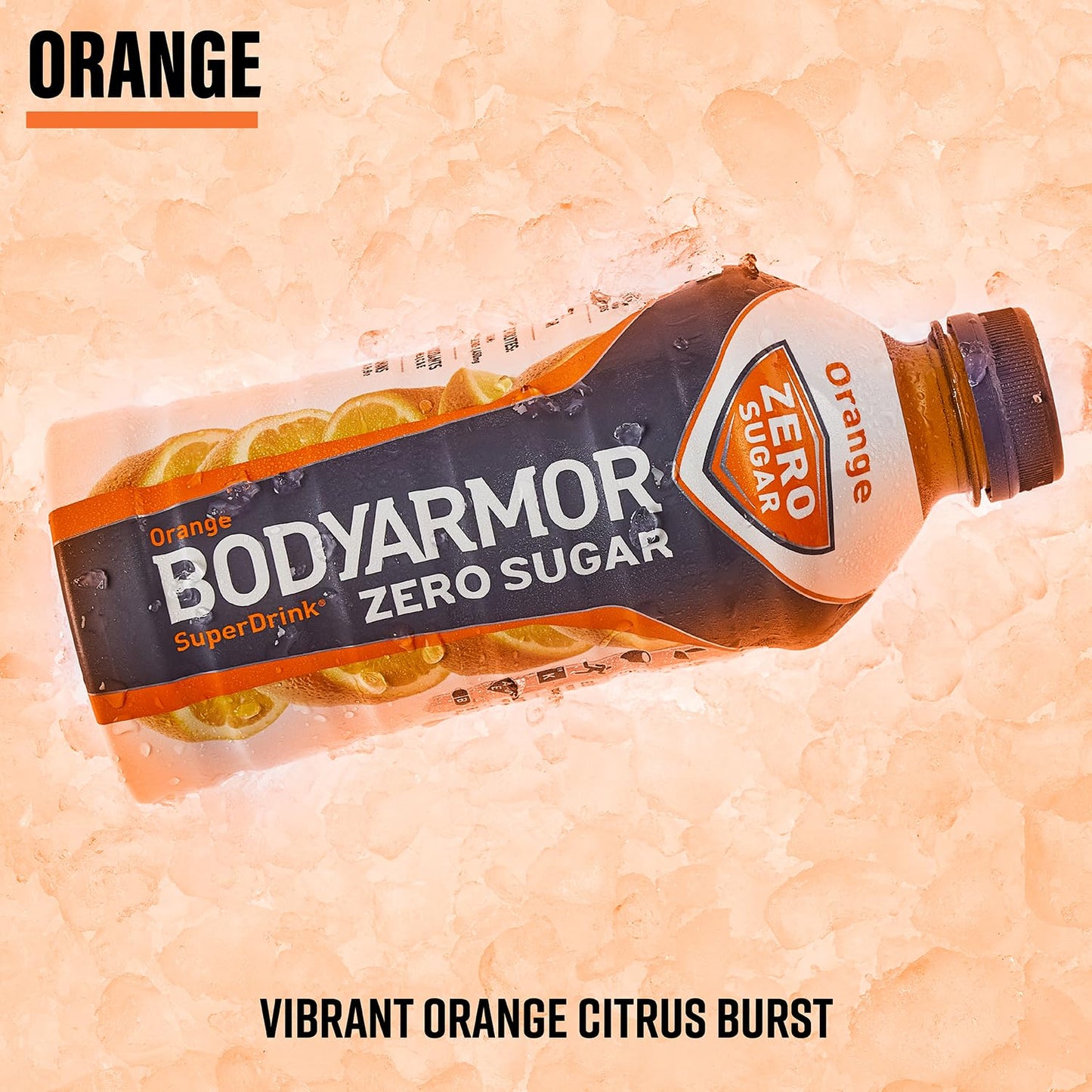BODYARMOR ZERO Sugar Orange Sports Drink - Sugar-Free, Low-Calorie Hydration with Natural Flavors - Electrolytes, Antioxidants, B-vitamins - 28 fl oz (Pack of 12)