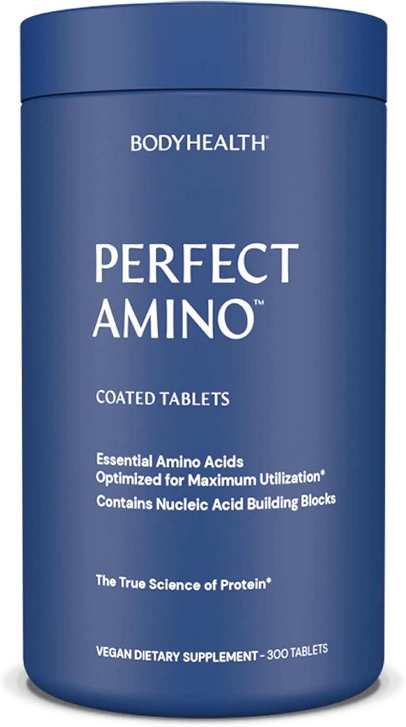 BodyHealth PerfectAmino (300 ct) Easy to Swallow Tablets - Essential Amino Acids Supplement for Workout & Recovery - Vegan Protein with BCAAs
