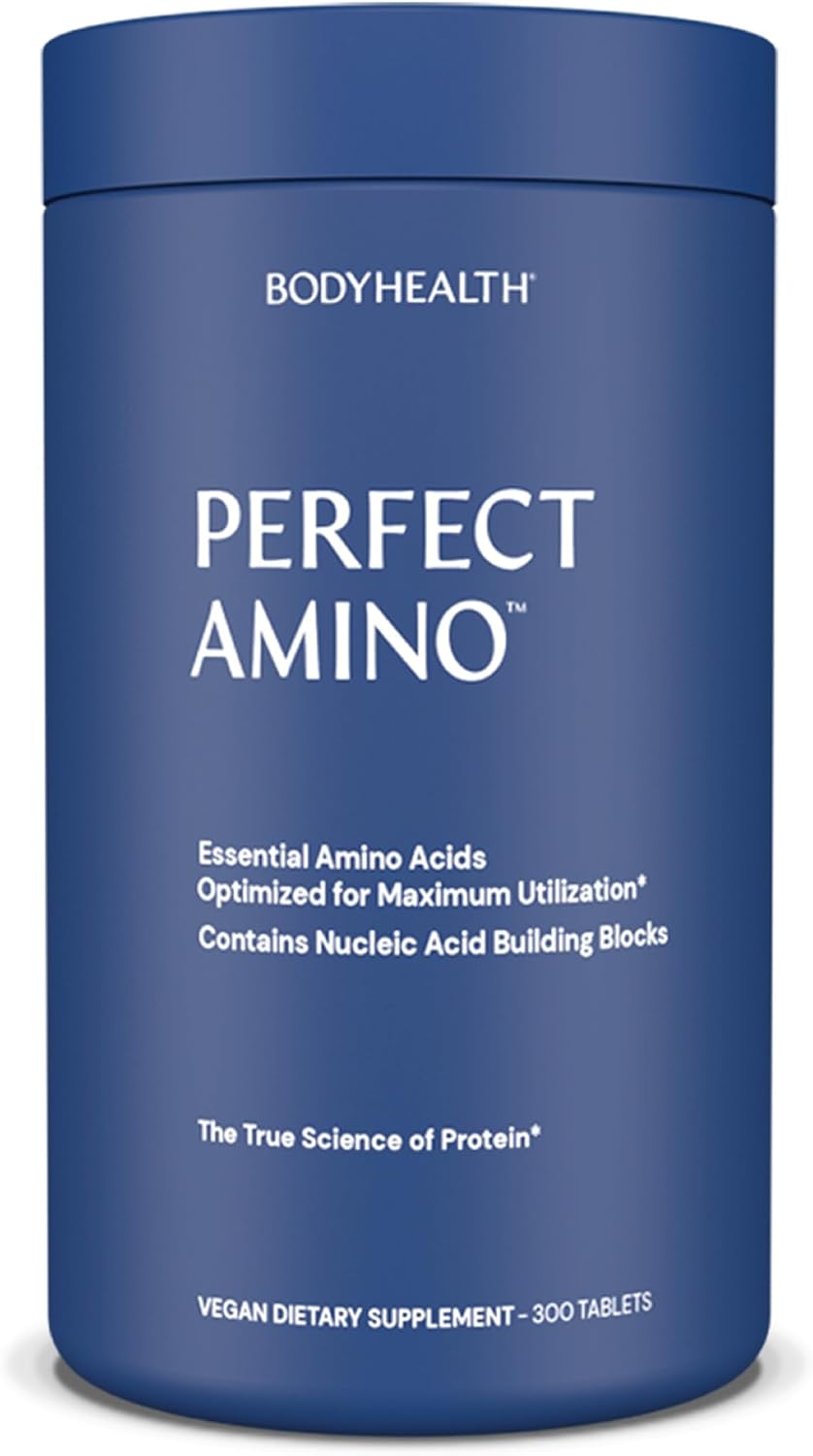 BodyHealth PerfectAmino (300 Tablets) - Essential Amino Acid Supplement for Muscle Recovery, Energy, and Stamina - Vegan BCAA and EAA Protein Boost