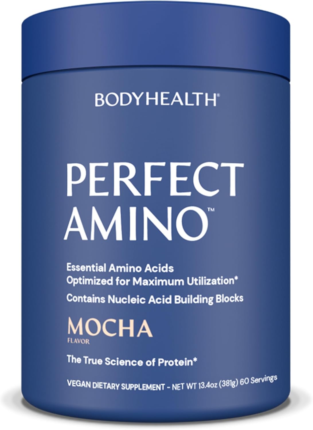 BodyHealth PerfectAmino Powder Mocha Flavor - BCAA & EAA Energy Drink for Muscle Support - Pre & Post Workout Supplement for Men & Women - 60 Servings