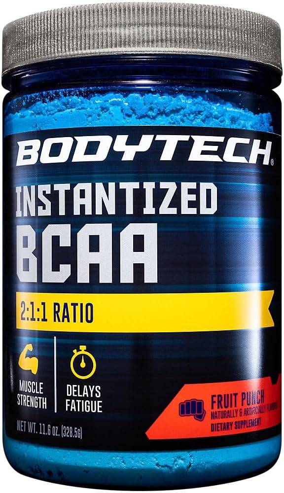 BodyTech BCAA Fruit Punch Powder - Supports Muscle Recovery & Endurance - Optimal 2:1:1 Ratio - 11.5 Ounce