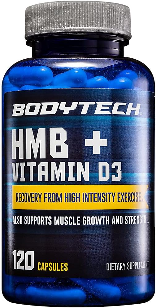 BodyTech HMB and Vitamin D3 Capsules - Promotes Muscle Development and Enhanced Strength (120 Capsules)