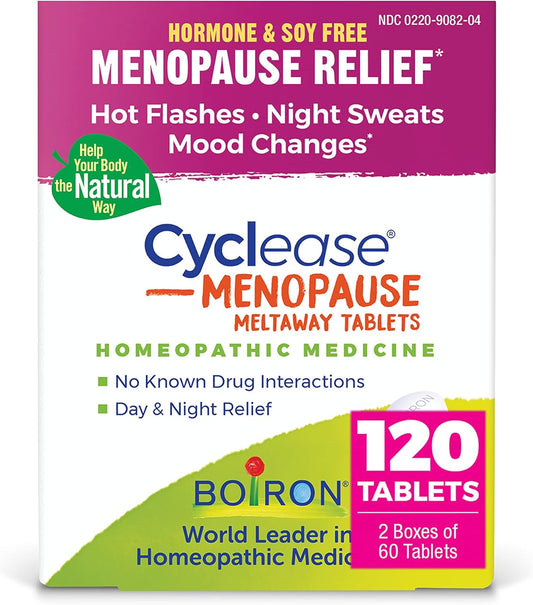 Boiron Cyclease Menopause Tablets - Natural Relief for Hot Flashes, Mood Swings, Night Sweats, and Irritability - 240 Tablets