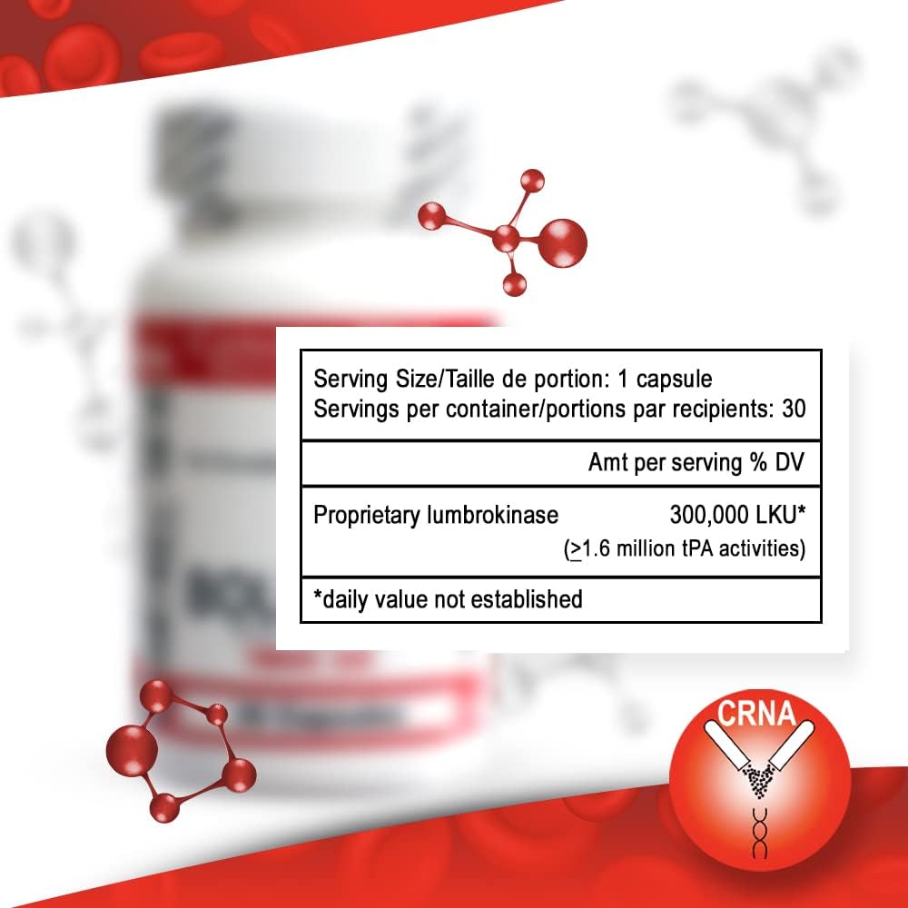 Boluoke Canada RNA (Lumbrokinase) Capsules Support Circulatory Health - 30 Count
