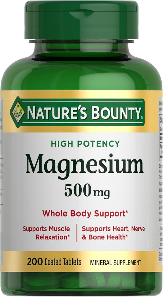 Bone and Muscle Health Support Tablets, 500 Mg, 200 Ct - Nature's Bounty Magnesium for Whole Body