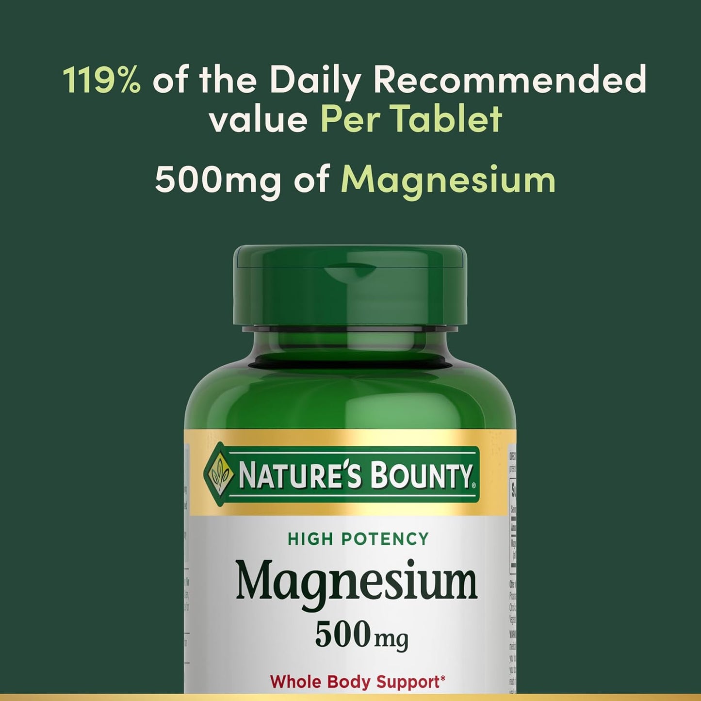 Bone and Muscle Health Support Tablets, 500 Mg, 200 Ct - Nature's Bounty Magnesium for Whole Body