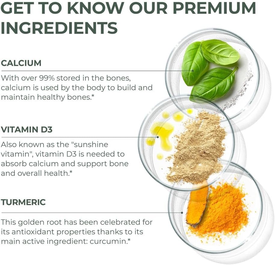 Bone Health Complex with Calcium, Magnesium, Zinc, and More - Primal Harvest Calcium Carbonate Supplement for Men and Women