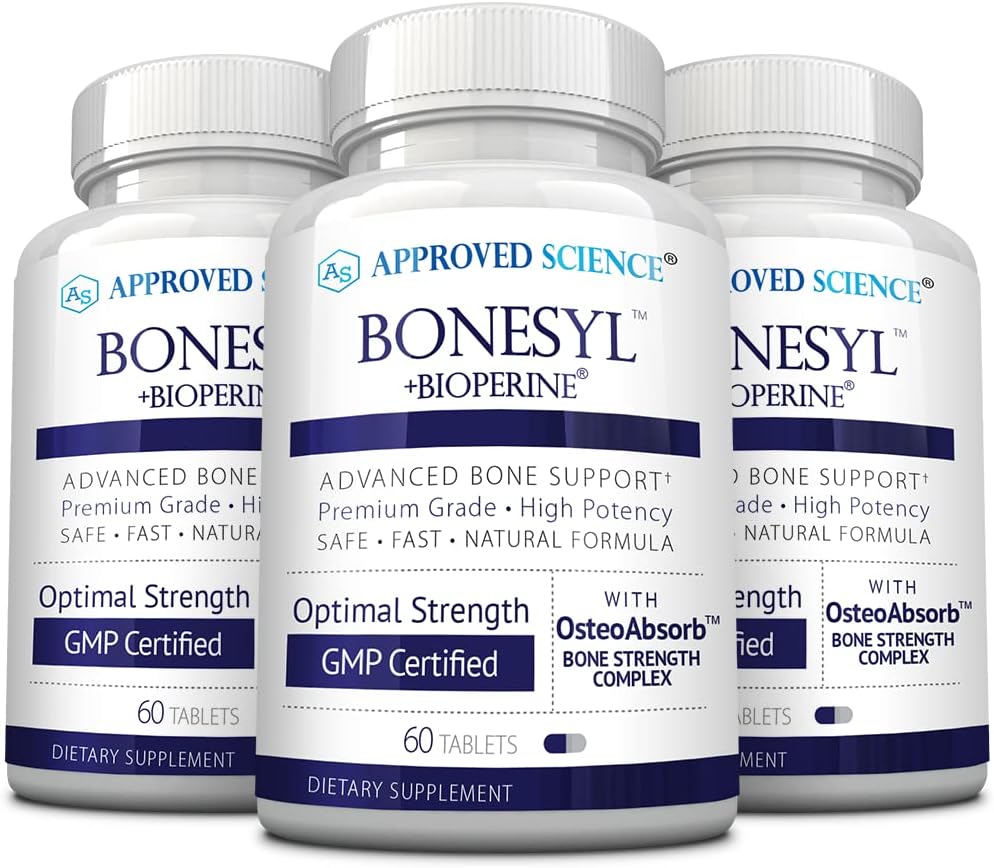 Bone Health Supplement with K2, BioPerine, Magnesium - Strengthen Bones, Prevent Density Loss - 180 Vegan Tablets - Made in USA