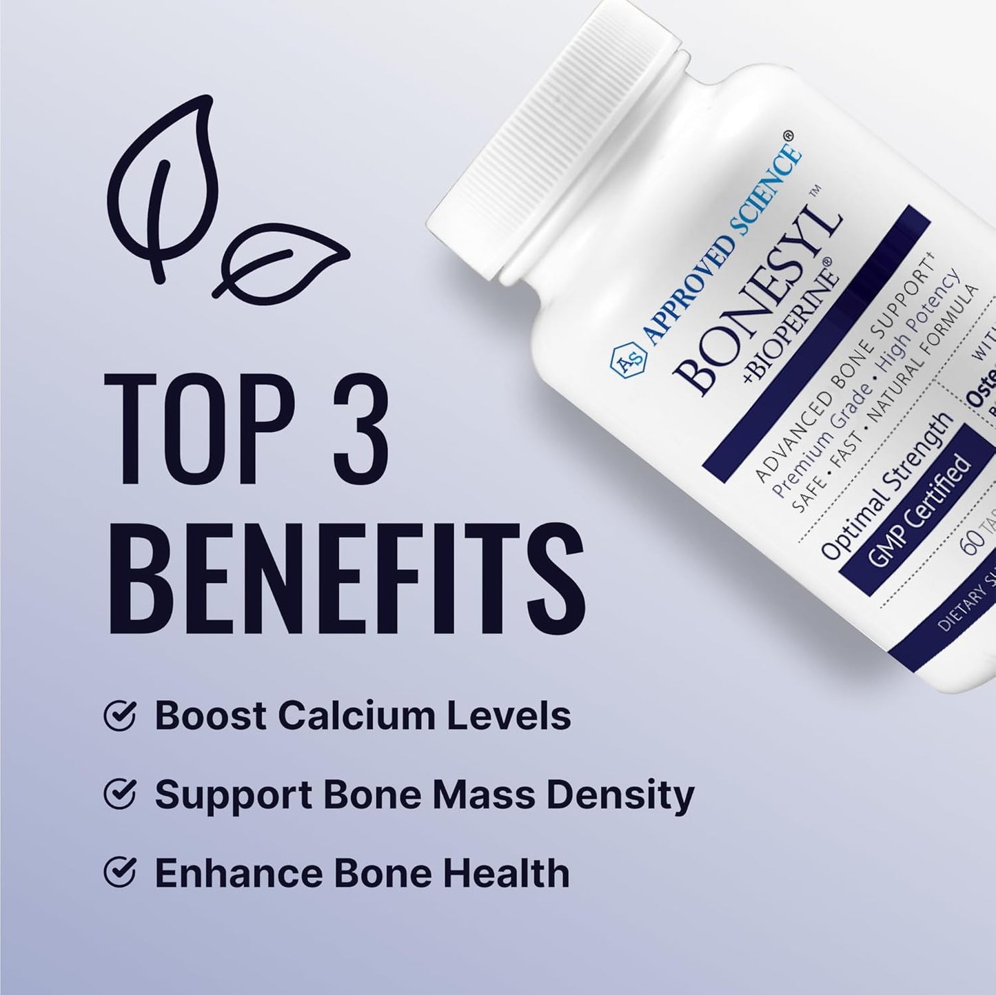 Bone Health Supplement with K2, BioPerine, Magnesium - Strengthen Bones, Prevent Density Loss - 180 Vegan Tablets - Made in USA