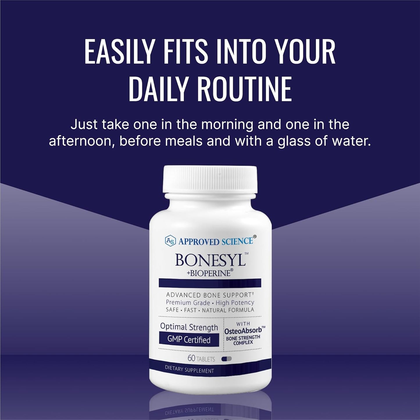 Bone Health Supplement with K2, BioPerine, Magnesium - Strengthen Bones, Prevent Density Loss - 180 Vegan Tablets - Made in USA