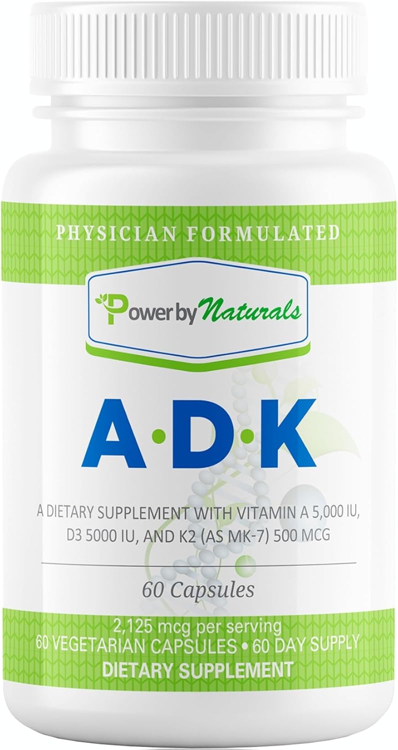 Bone Health Support: Vitamin ADK Supplement with Pure Vitamin D, A, and K2 MK-7 - 60 Capsules