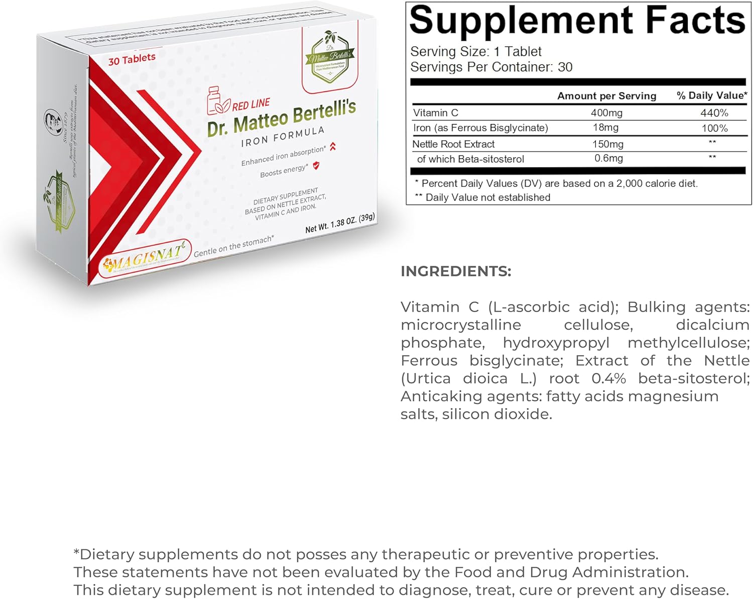 Bone, Muscle, and Iron Support Bundle by Dr. Matteo Bertelli - Resveratrol, Polydatin, Vitamin D3 & C, Nettle Extract, Iron (30 Capsules & 30 Tablets)