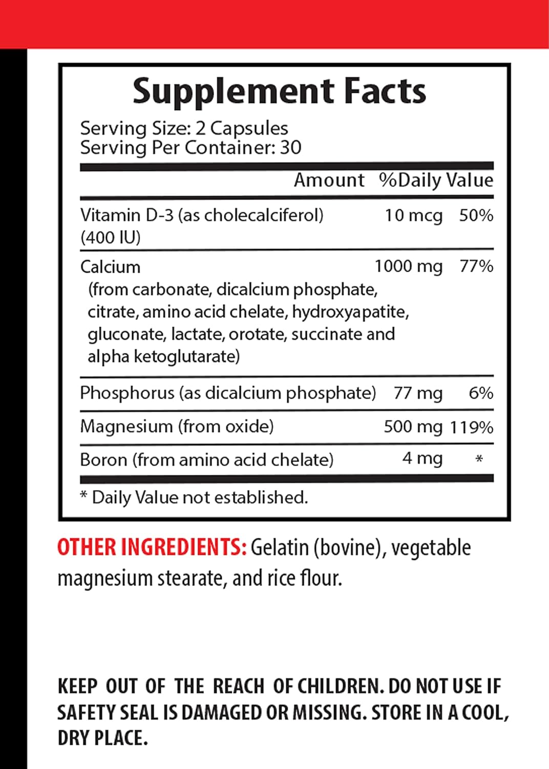 Bone Strength VIP Supplement with Calcium, Magnesium, Phosphorus, Vitamin D-3, and Boron - Promotes Healthy Bones for Men and Women - 60 Capsules