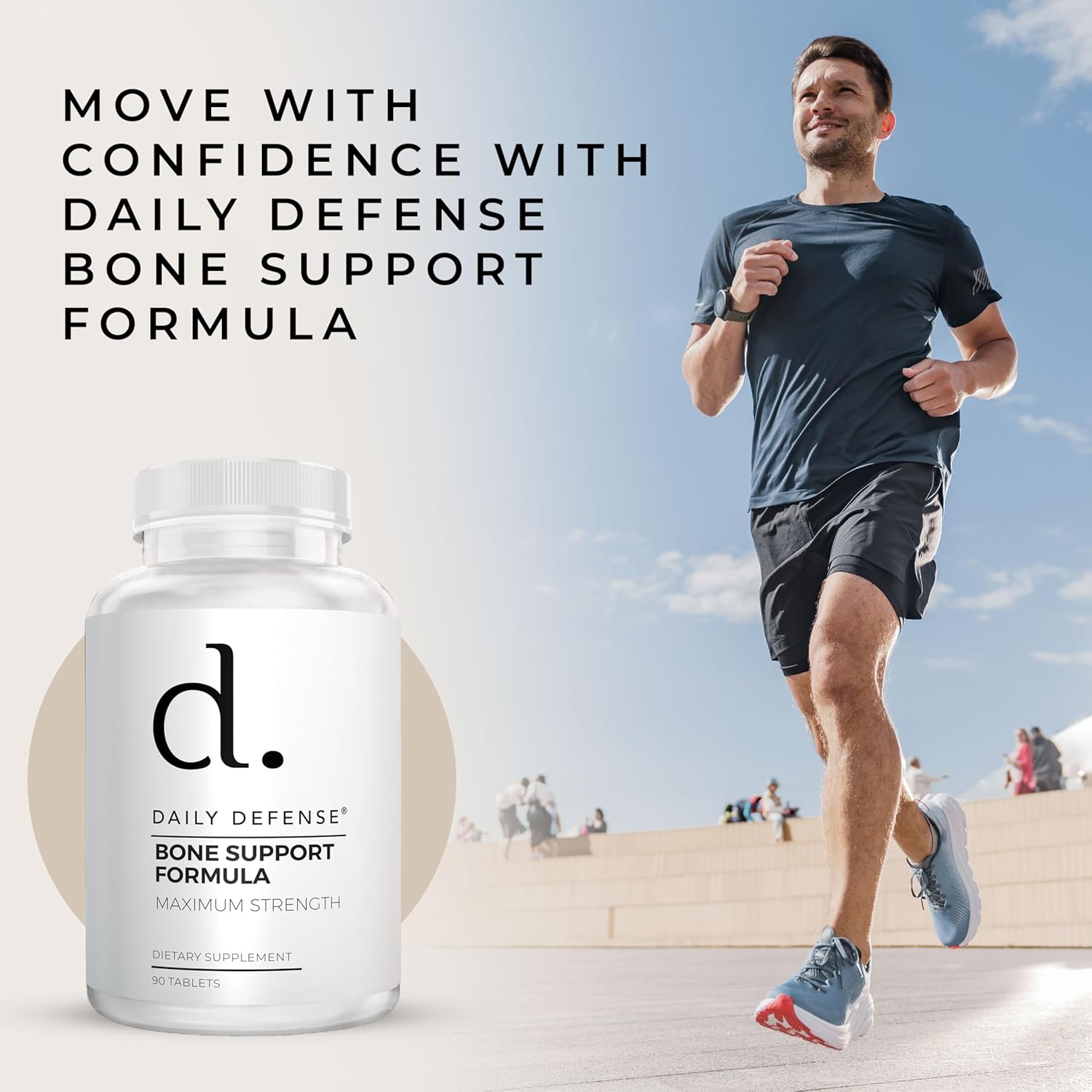 Bone Support Formula with Calcium 1000mg, Magnesium, L-Lysine HCl for Women & Men - 90 Easy to Swallow Tablets for Flexibility & Mobility