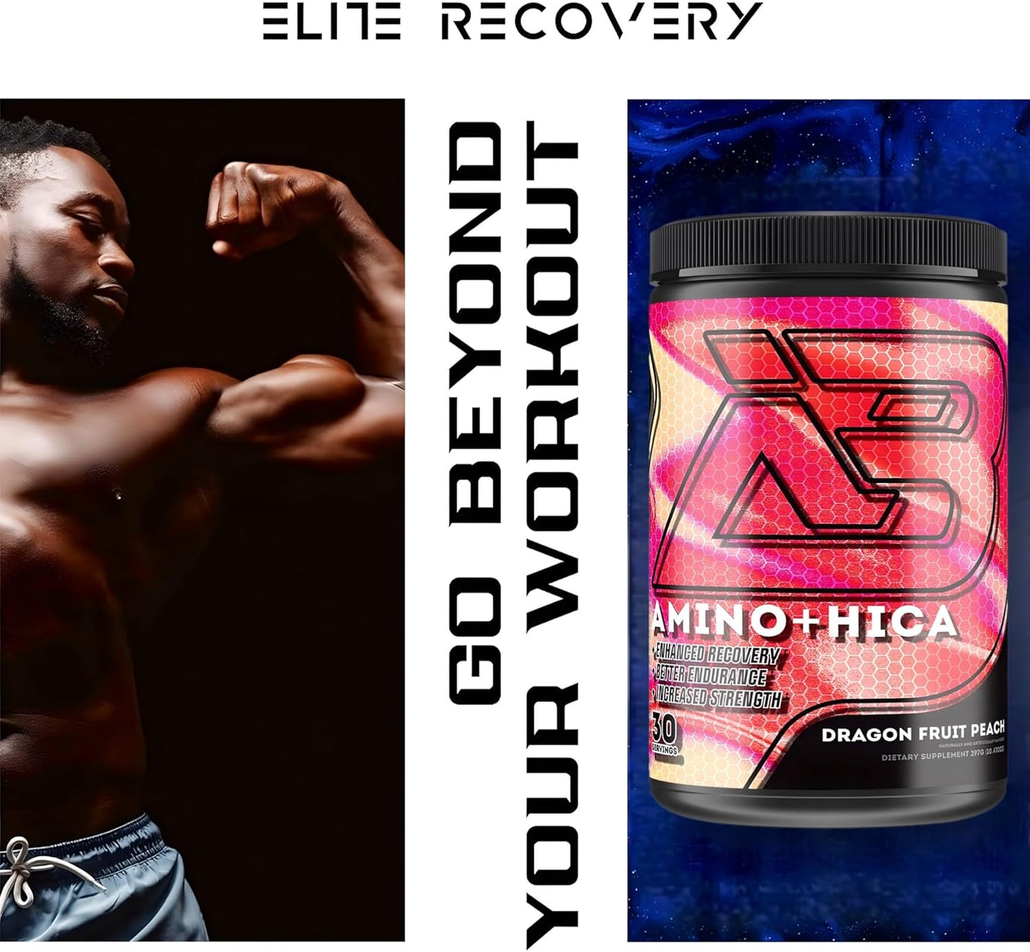 Boneafide Nutrition Amino + HICA EAA Supplement - Dragon Fruit Peach Flavor | Boost Recovery, Endurance, Strength, Energy, Hydration | BCAA, Electrolytes, Leucine | Powder, 30 Servings