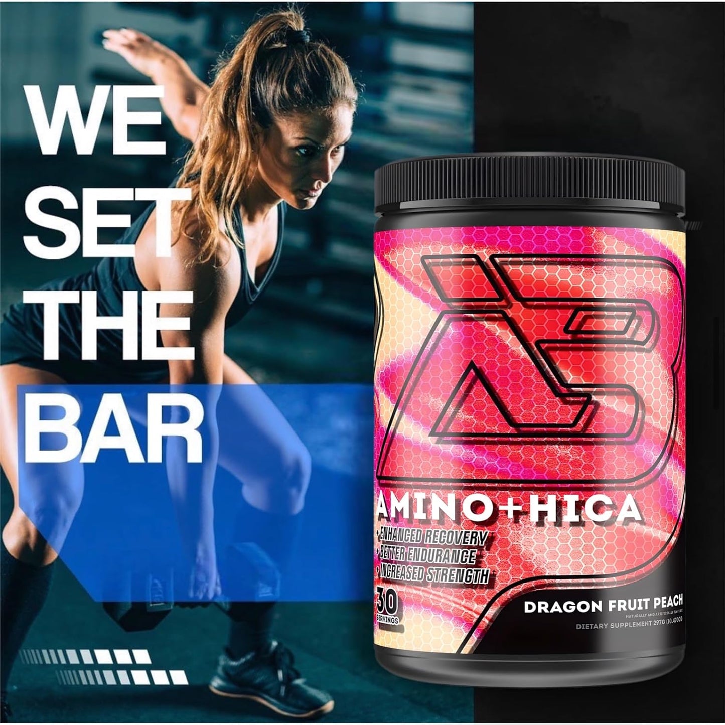 Boneafide Nutrition Amino + HICA EAA Supplement - Dragon Fruit Peach Flavor | Boost Recovery, Endurance, Strength, Energy, Hydration | BCAA, Electrolytes, Leucine | Powder, 30 Servings