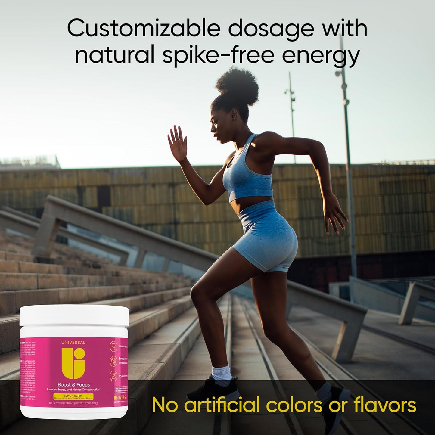 Boost and Focus Powder for Energy and Cognitive Performance, Pre Workout Supplement with Custom Dosing, VIT B12, Niacin, Choline, L-Tyrosine, No Artificial Flavors - Lemon Berry Flavor, 30 Servings
