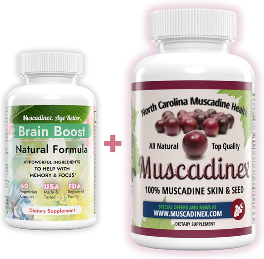 Boost Brain Health with MUSCADINEX Upgrade - Unlock the Benefits of Resveratrol, Ellagic Acid, and Quercetin from American Muscadines! Limited Time Offer!