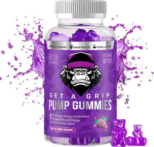 Boost Energy Naturally with Non-Stim Pre-Workout Pump Gummies - Vitamin B12, Beta Alanine, Taurine, Pink Himalayan Salt, L-Citrulline - Enhance Focus and Performance!
