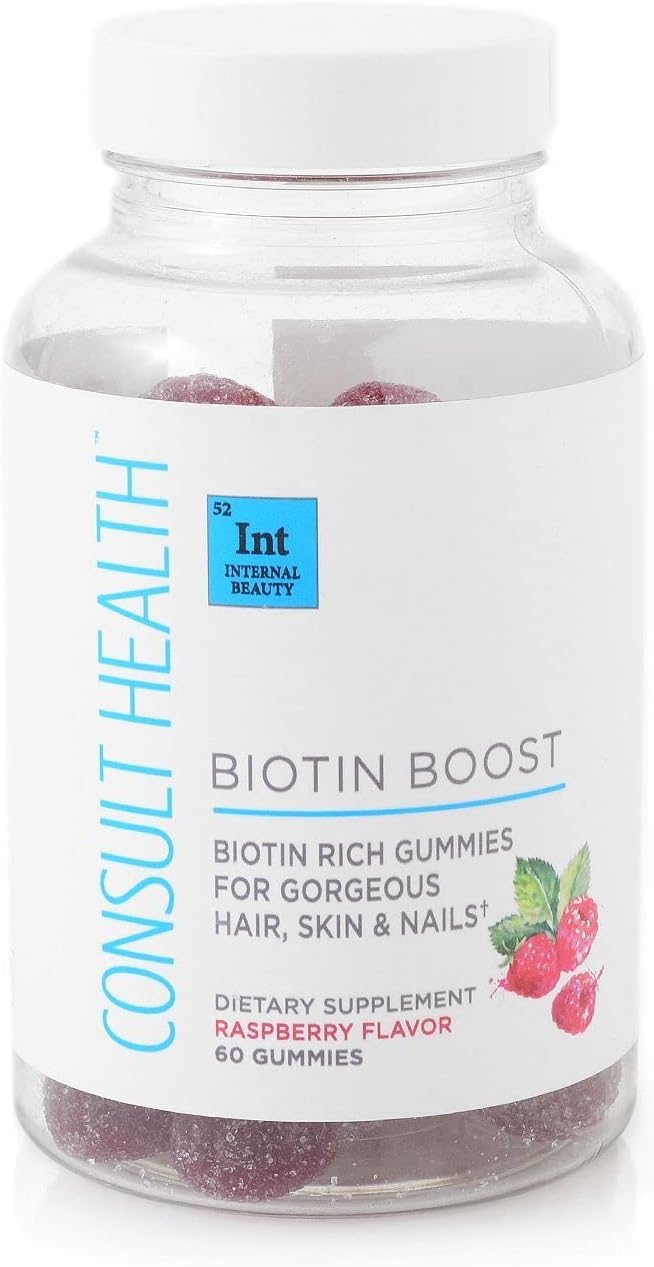 Boost Hair, Skin, and Nails with Vegan Biotin Gummies - 10,000 mcg - Hair and Nail Growth Support - Raspberry Flavored - 60 Count