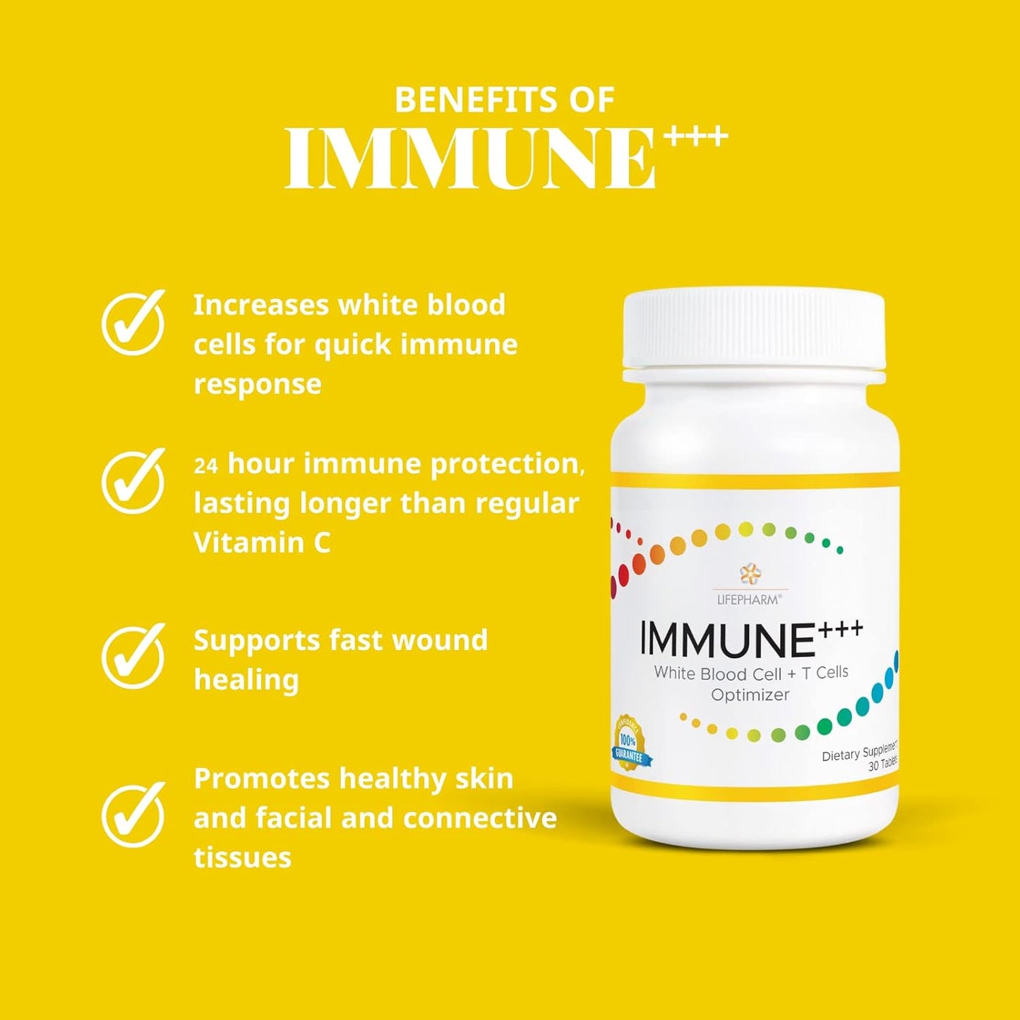 Boost Immunity with Lifepharm IMMUNE+++ Vitamin C Supplement - 500mg - Herbal Blends - Increase White Blood Cells - 30 Tablets