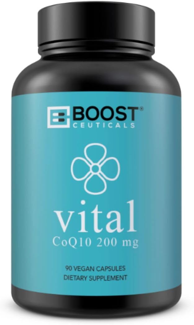 BoostCeuticals Pure CoQ10 200mg Capsules for High Absorption - Vegan, Non GMO, Gluten Free, No Stearates - 90 Count