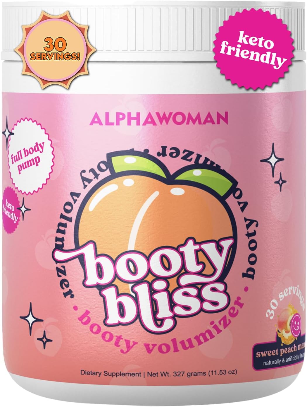 Booty Bliss Creatine for Women Pre Workout - Booty Builder with Keto Friendly Collagen - Pump It Up for The Perfect Peach - 30 Servings Sweet Peach Mango Flavor