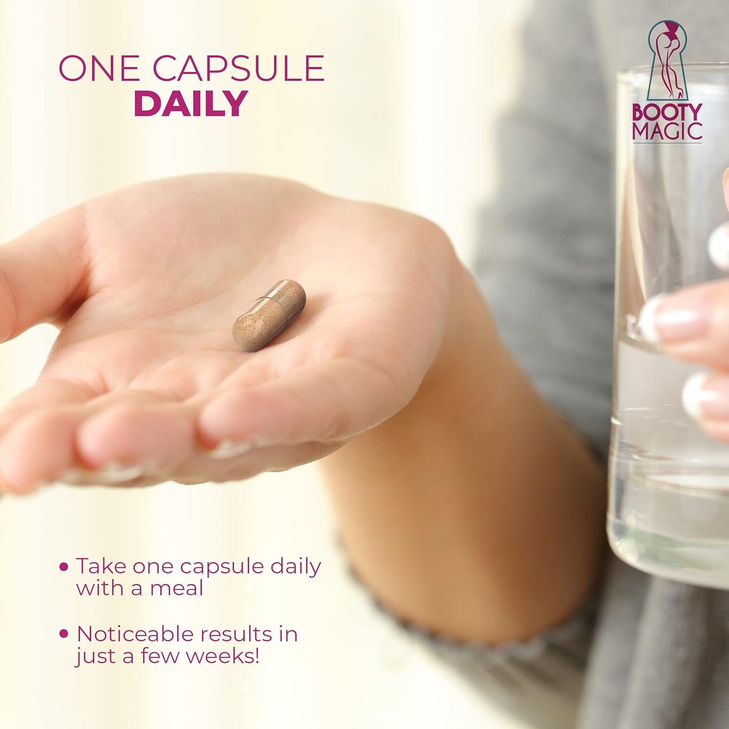 Booty Magic Butt Enhancement Pills - 2 Months Supply for Bigger, Rounder Butt with Maca & Fenugreek