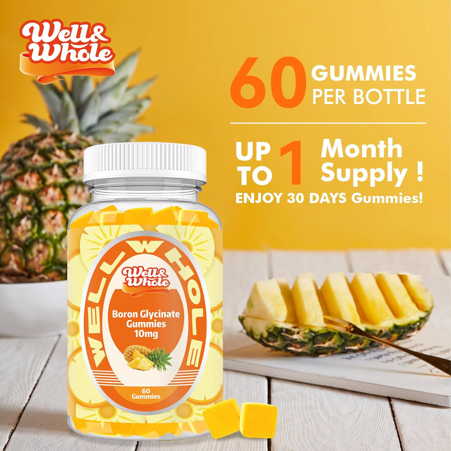 Boron Glycinate & CoQ10 Gummies for Calcium and Magnesium Absorption, 60 Count