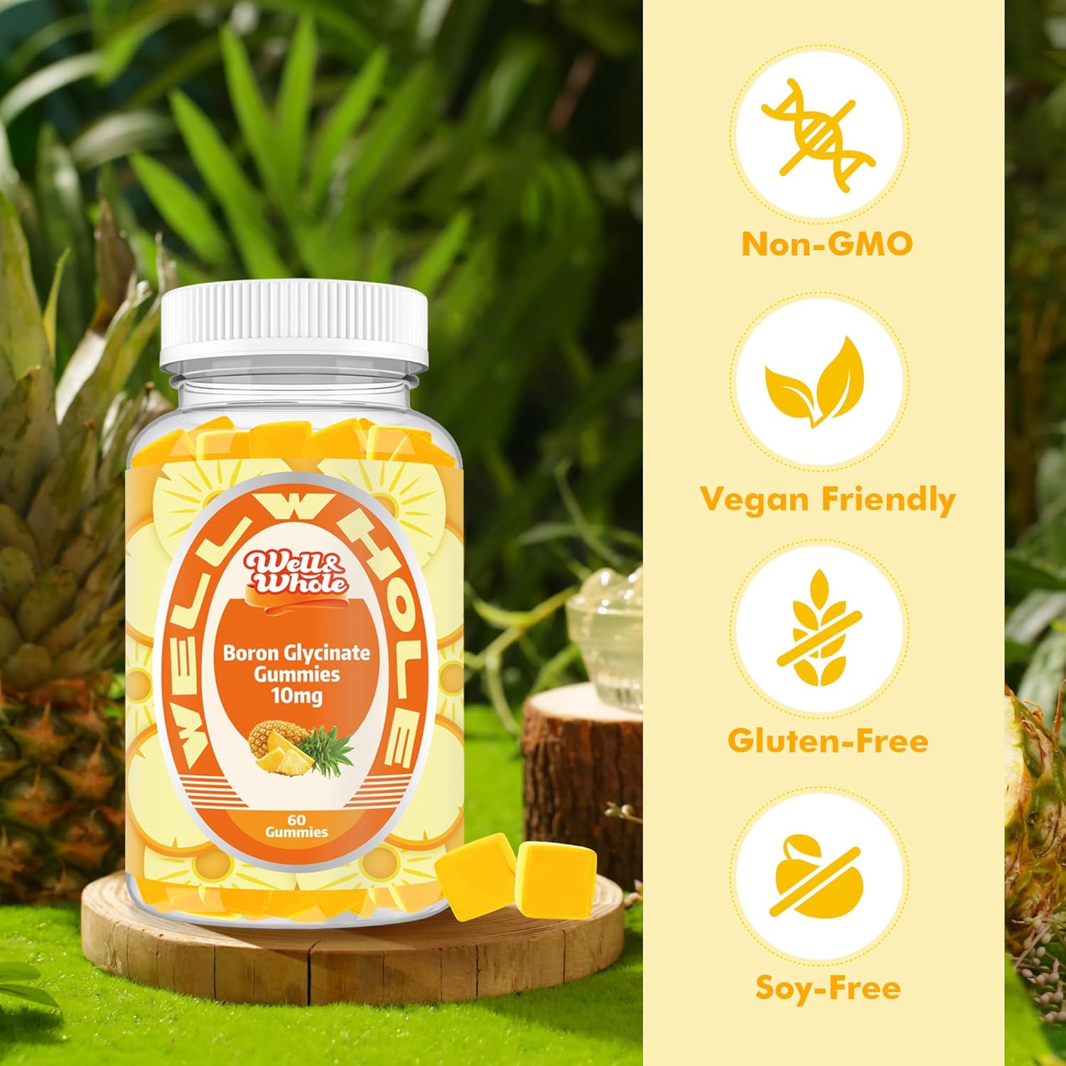 Boron Glycinate & CoQ10 Gummies for Calcium and Magnesium Absorption, 60 Count