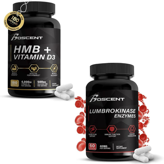 BOSCENT HMB and Lumbrokinase Enzyme Supplement for Muscle and Digestive Health