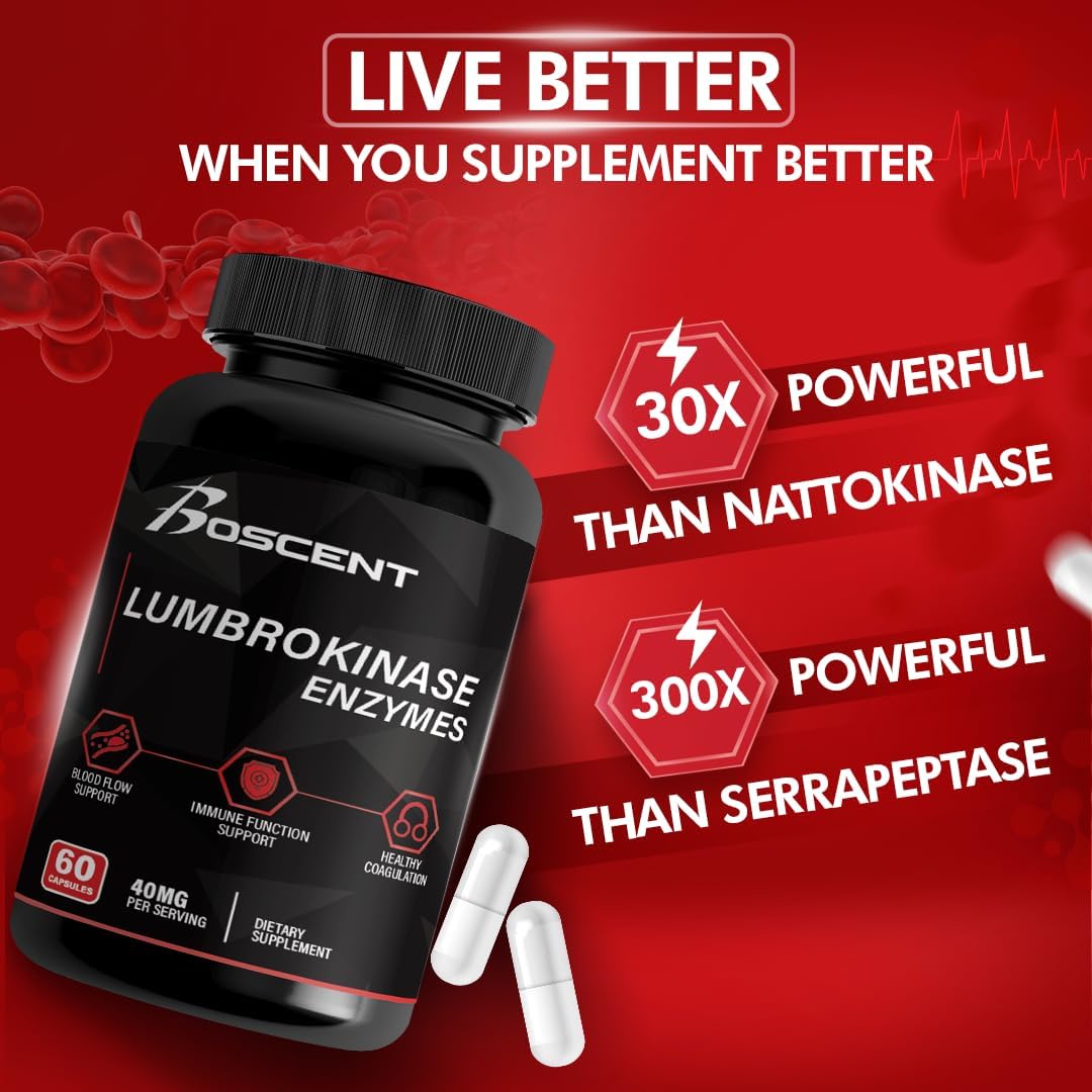 BOSCENT HMB and Lumbrokinase Enzyme Supplement for Muscle and Digestive Health