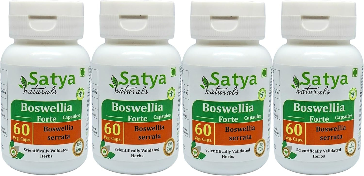 Boswellia Forte Capsules 500mg - Ayurvedic Herbal Supplement for Men and Women - 4 Bottles of 60 Capsules - Satya Naturals