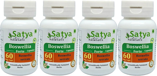 Boswellia Forte Capsules 500mg - Ayurvedic Herbal Supplement for Men and Women - 4 Bottles of 60 Capsules - Satya Naturals