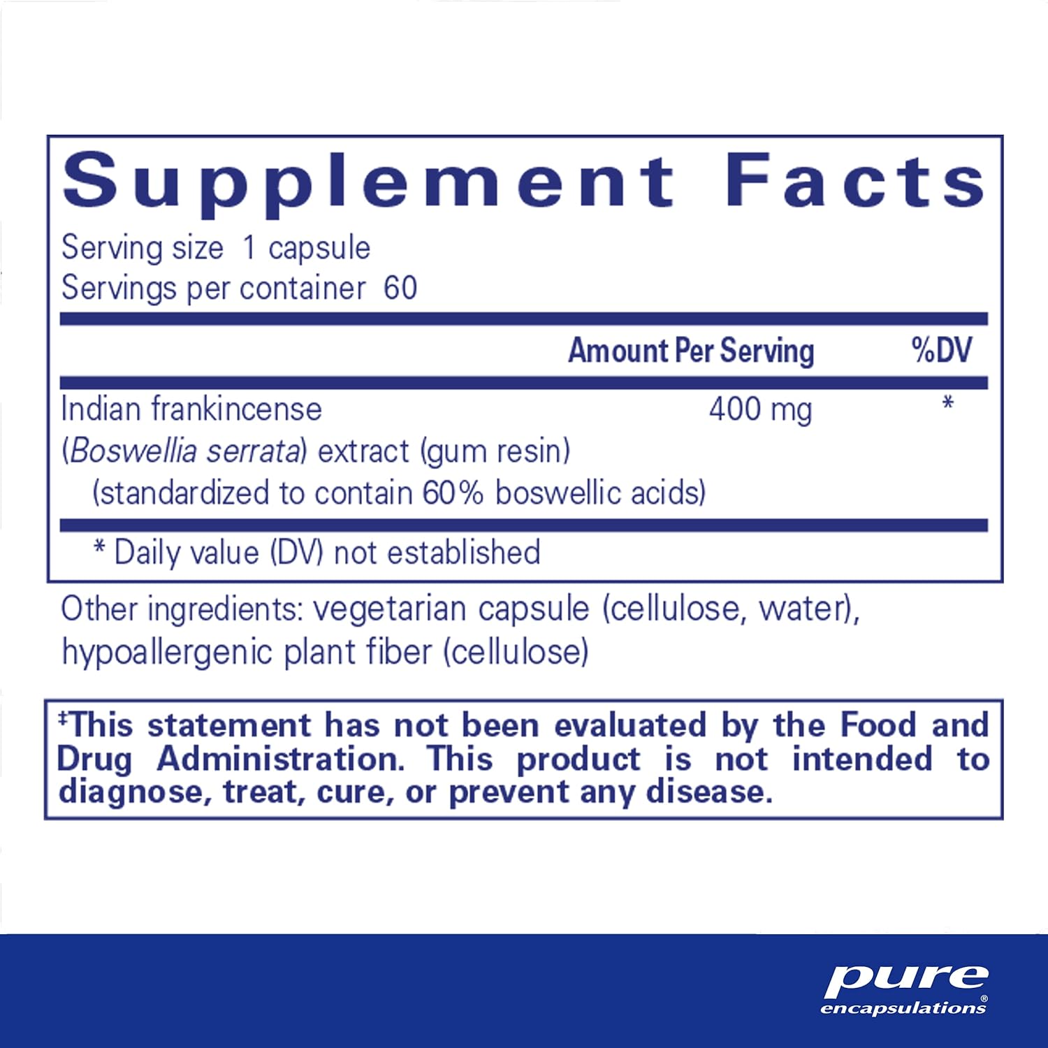 Boswellia Supplement for Joint, GI, and Connective Tissue Support - Promotes Healthy Joints & Digestive Health - Non-GMO Vegan Capsules - 60 Count