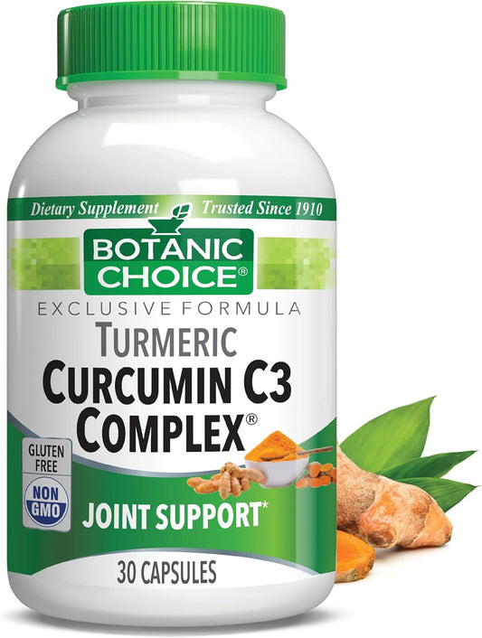 Botanic Choice Curcumin C3 Complex with Bioperine - 30 Daily Supplement Capsules for Adults