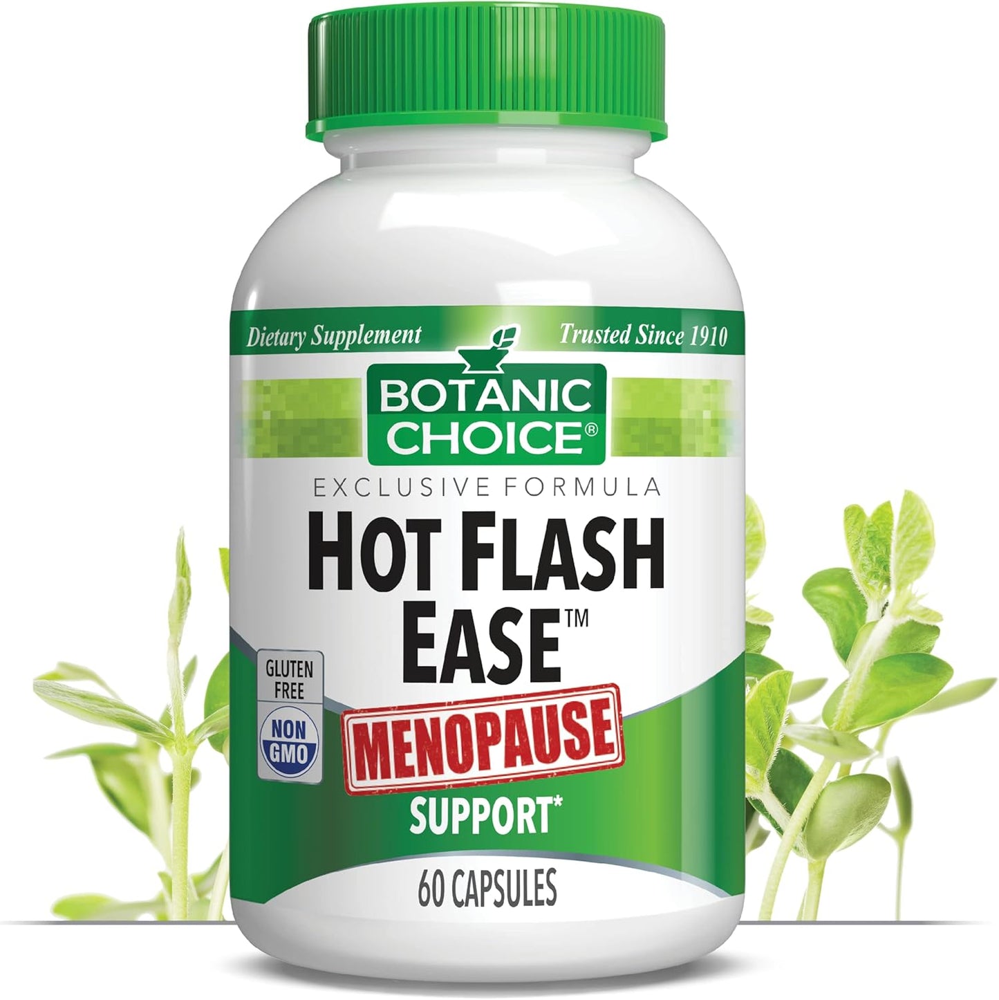 Botanic Choice Menopause Hot Flash Relief Supplement with Black Cohosh, Soy, Red Clover - 60 Capsules