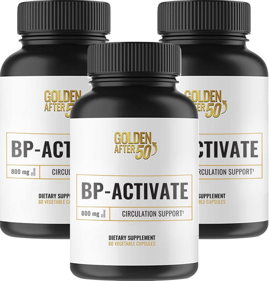 BP-Activate Nitric Oxide Supplement for Heart Health - 3 Bottles of 800mg L Arginine, AAKG, L Citrulline by Golden After 50