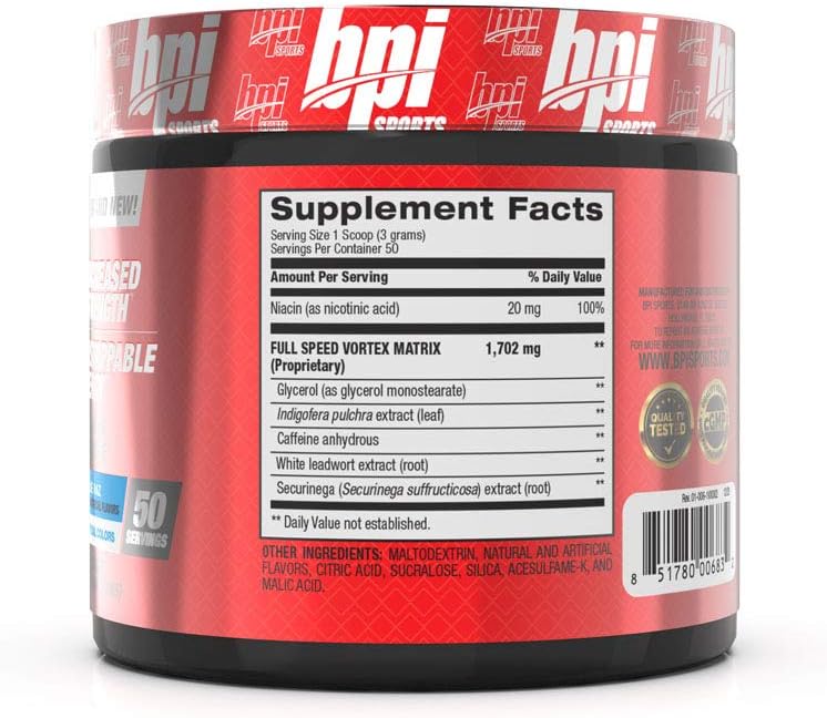 BPI Sports 1.M.R. Vortex Blue Raz Pre-Workout Powder - 5.3 Ounce Jar