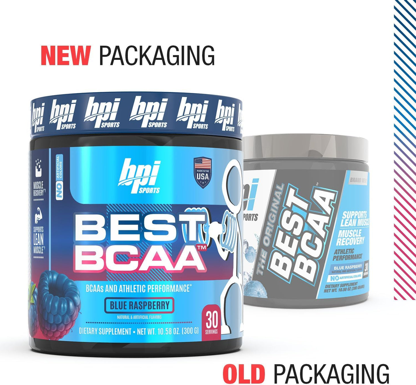 BPI Sports BEST BCAA Powder - Blue Raspberry Flavor for Post Workout Hydration & Recovery - 30 Servings for Men & Women
